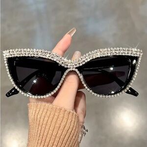 Bling Black Rhinestone Cat Eye Sunglasses
